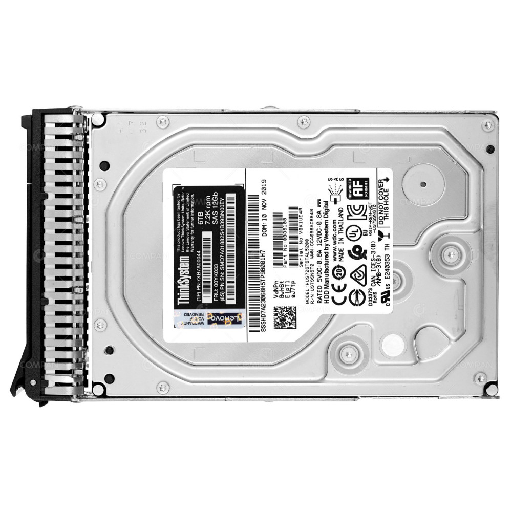 00YK033  LENOVO 6TB 7.2K 12G SAS 3.5 LFF HARD DRIVE FOR THINKSYSTEM